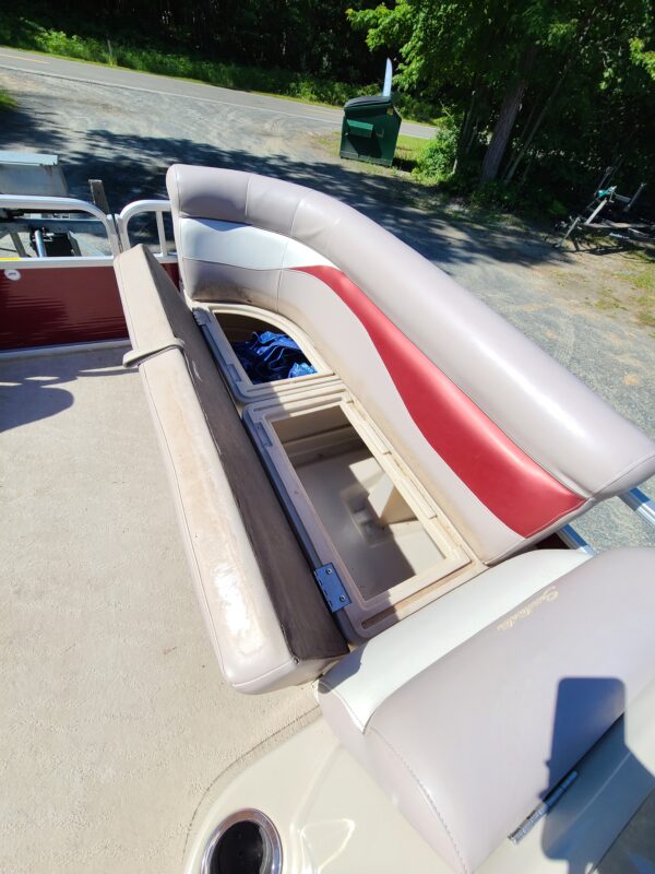 A boat with the top open and the bottom opened.