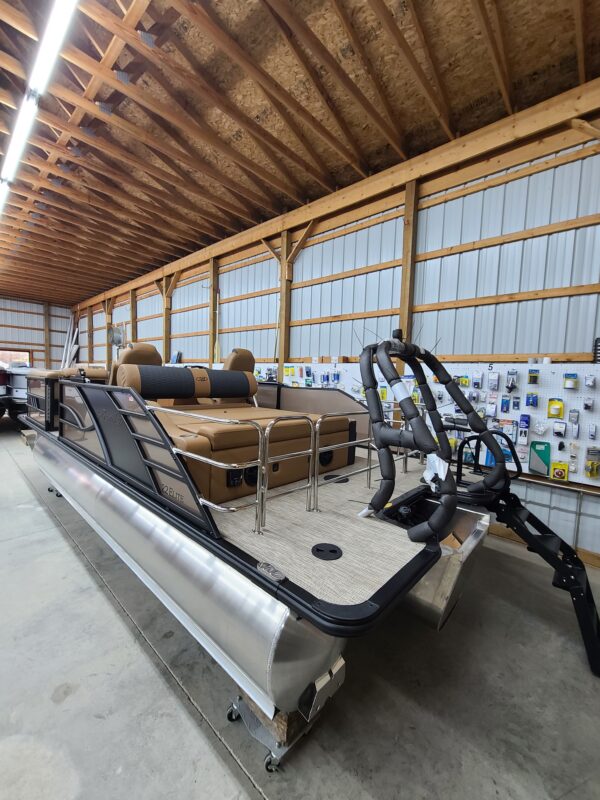 A boat in the middle of a warehouse.